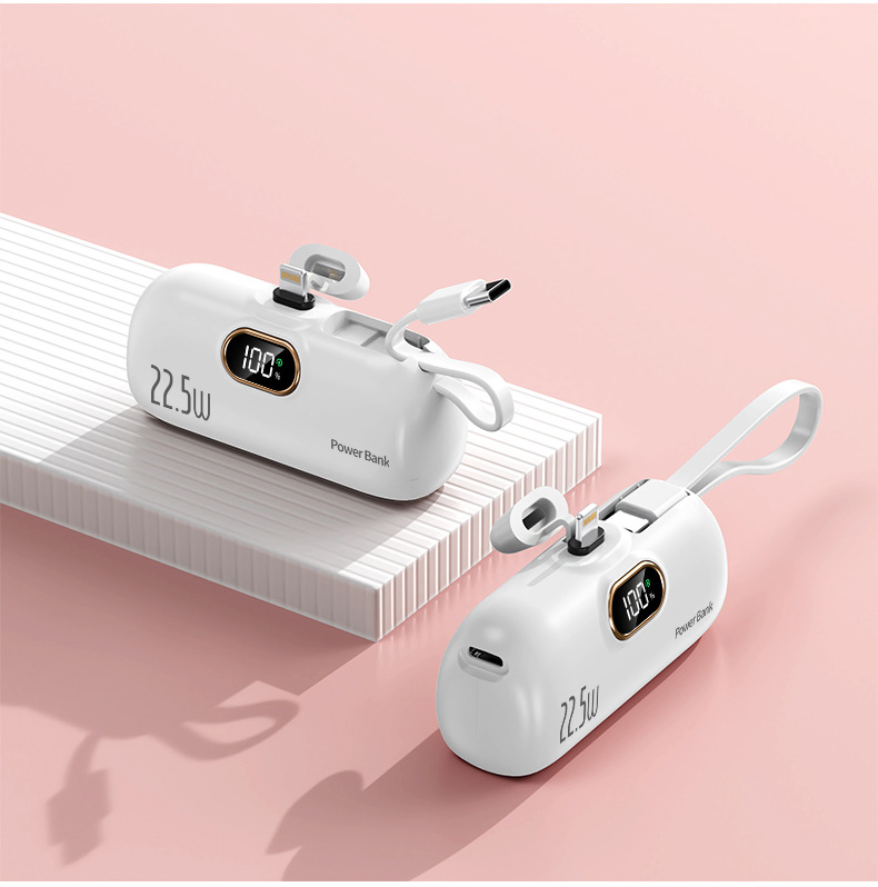 Mini Power Bank Pd20W 5000mAh Capsule Power Bank Fast Charging with LED Display