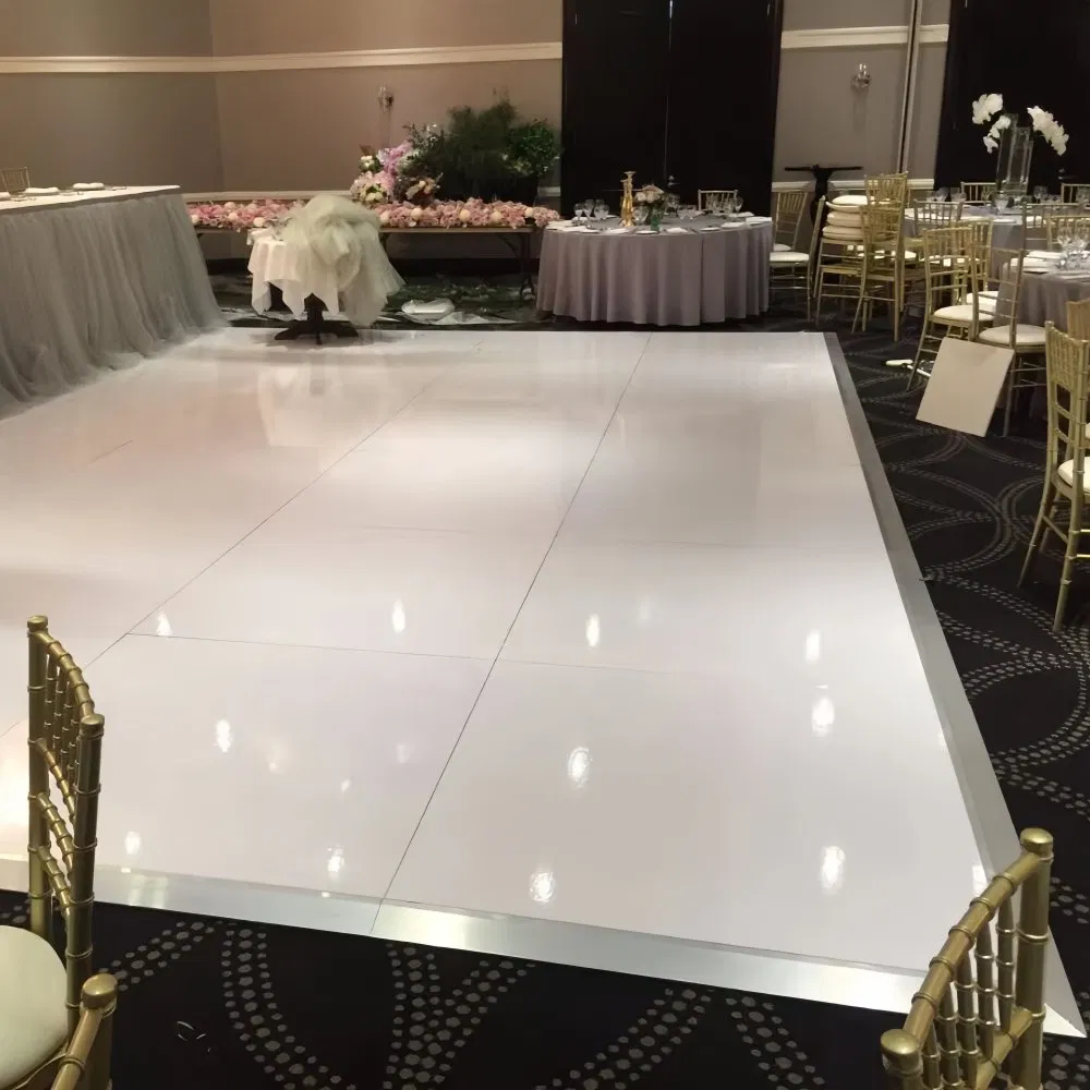 Портативный танцпол белый глянцевый ламинат с алюминиевой кромкой