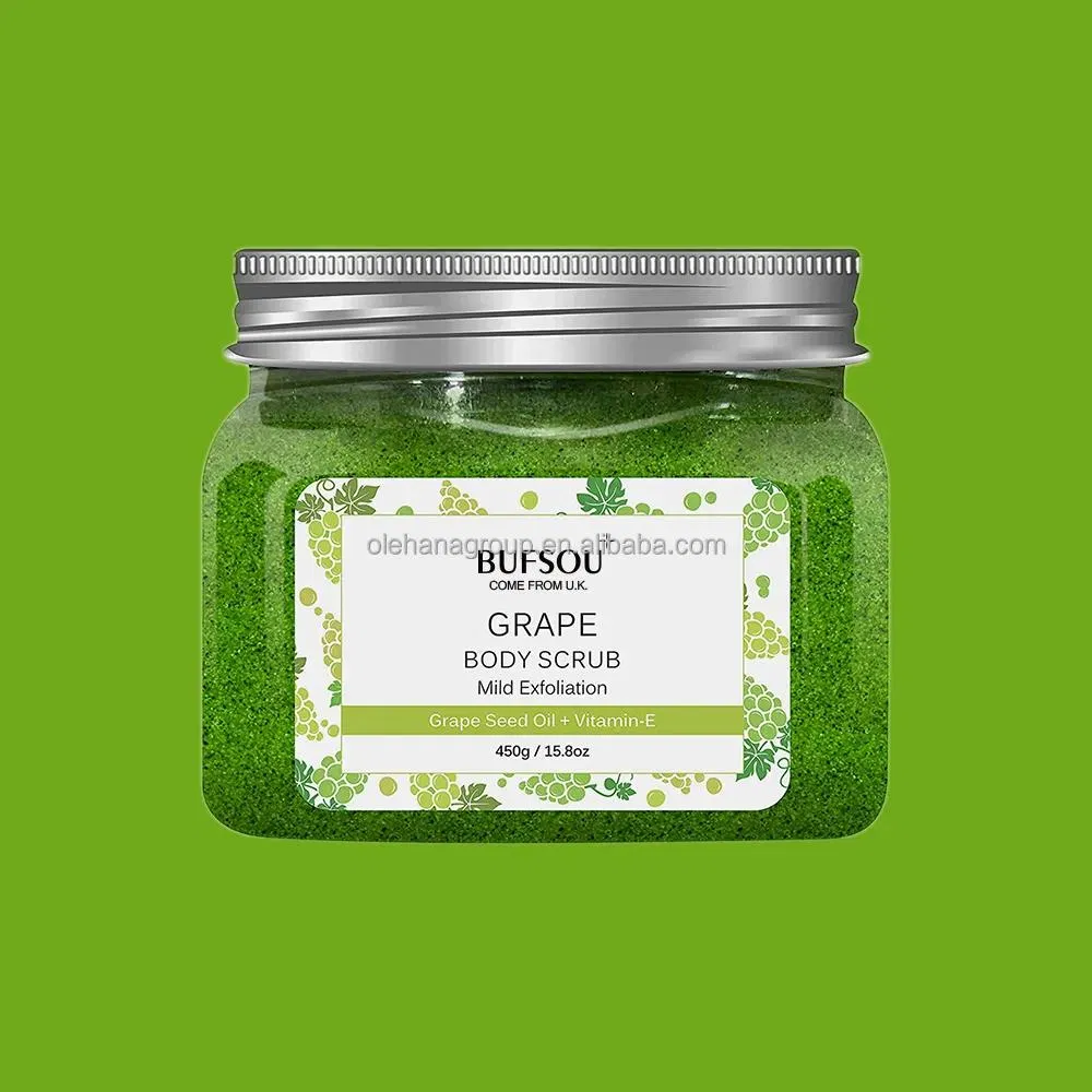 Wholesale Vitamins Minerals Natural Grape Seed Oil Fruit Soothing After-Sun Repair Brighten Glowing Body Scrub Exfoliating