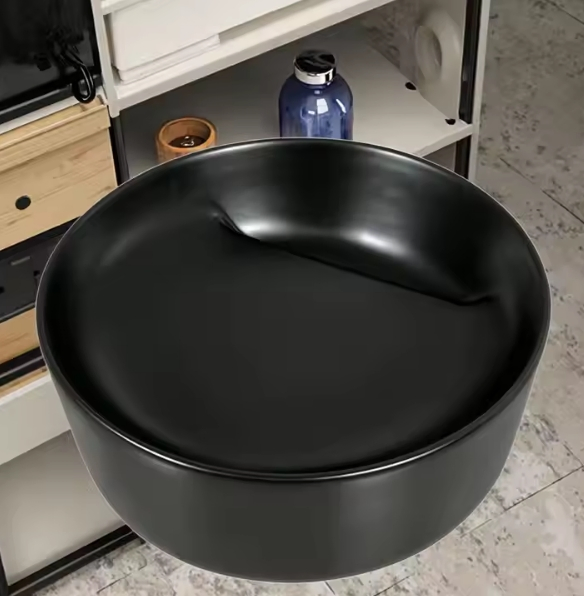 Керамическая раковина для ванной круглая черная