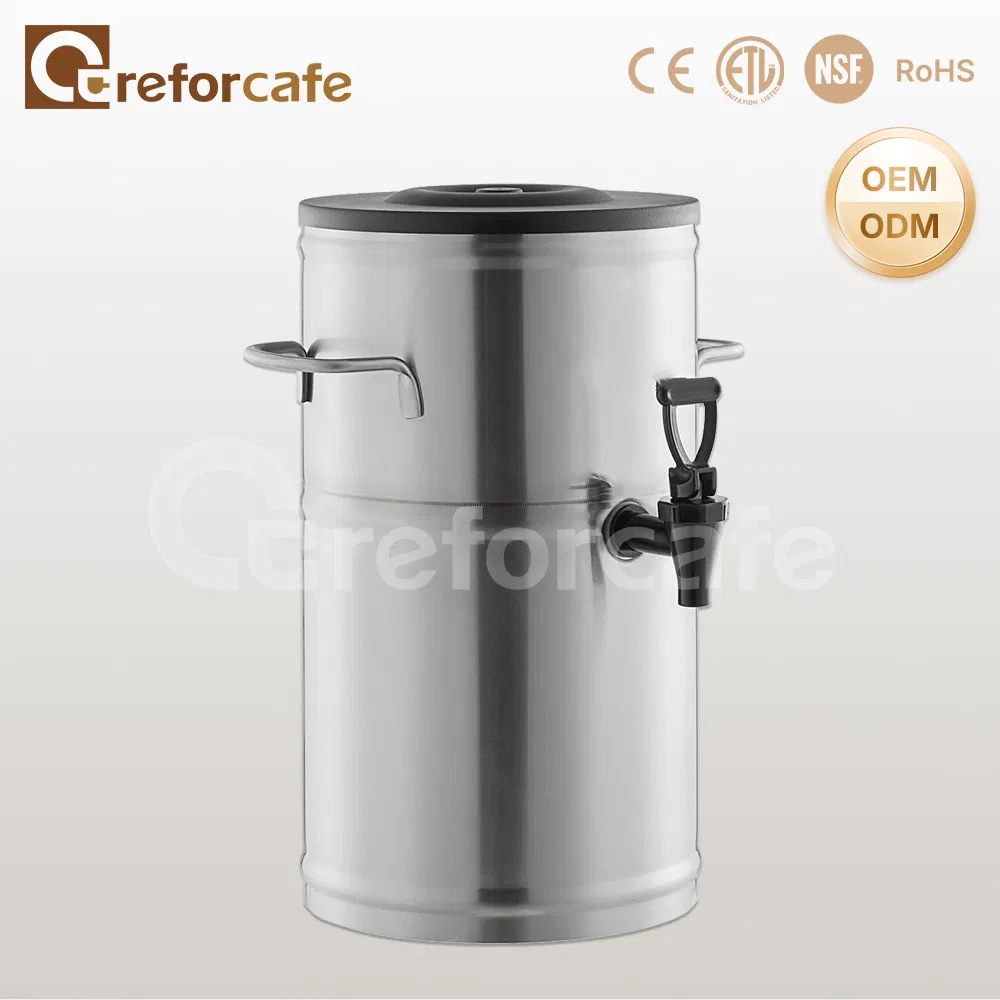 Commercial Stainless Steel 2 Gallons Coffee Milk Drink Dispensers Round Ice Tea Dispenser for Restaurant