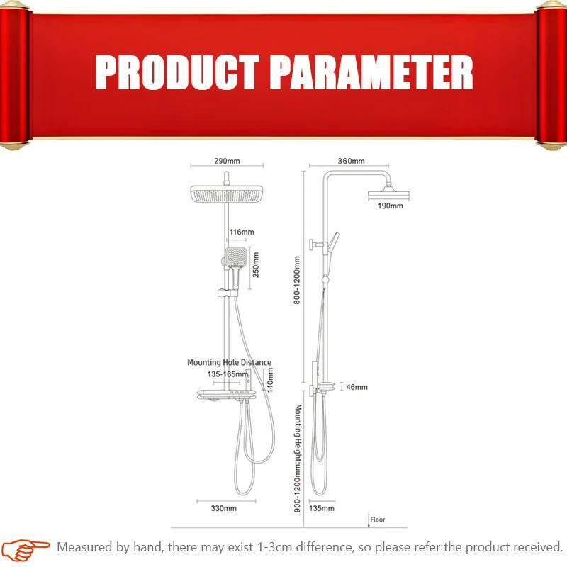 LED Atmosphere Lamp Shower Set Bathroom LED Digital Thermostatic Mixer Shower System Bathtub SPA Rain Fall Tap Hot Cold Faucets