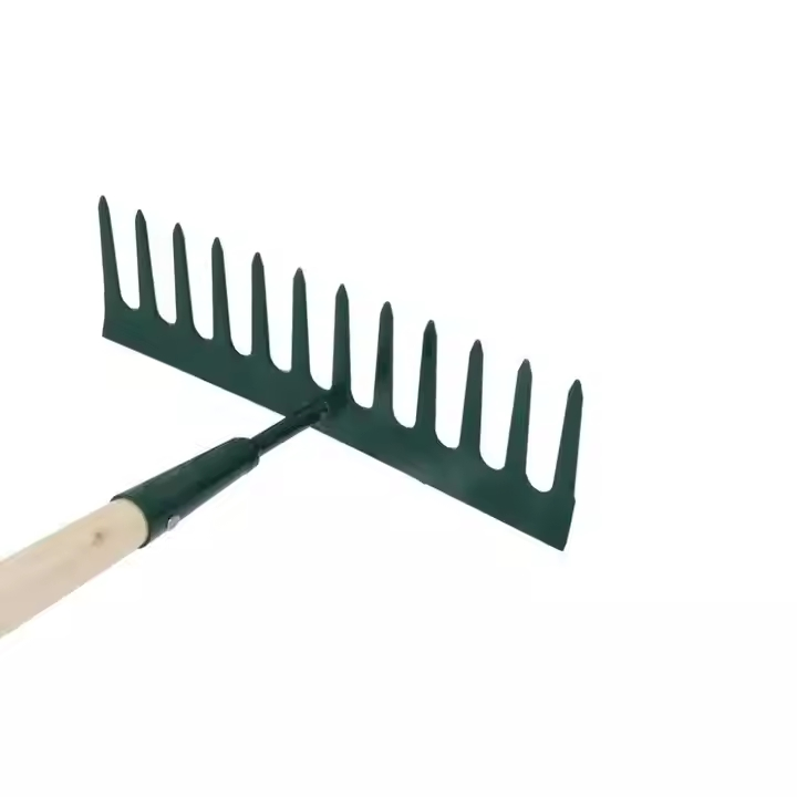 Hot New Product Customized Logo Heavy Duty Agricultural Tools Stainless Steel Colorful Farm Rake with Handle