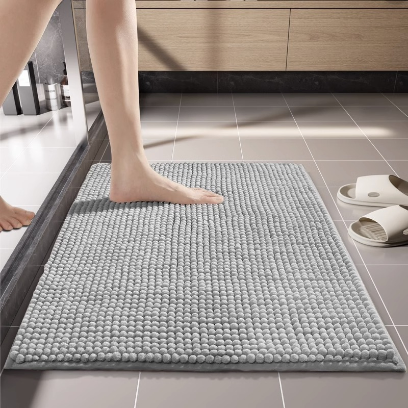 Chenille Plush Bathroom Rug 40X40, Absorbent Machine Washable Non Slip Chenille Bath Mats, Quick Dry Bathmat, Bath Rugs for Bath, Shower, Bedroom, or Door Mat