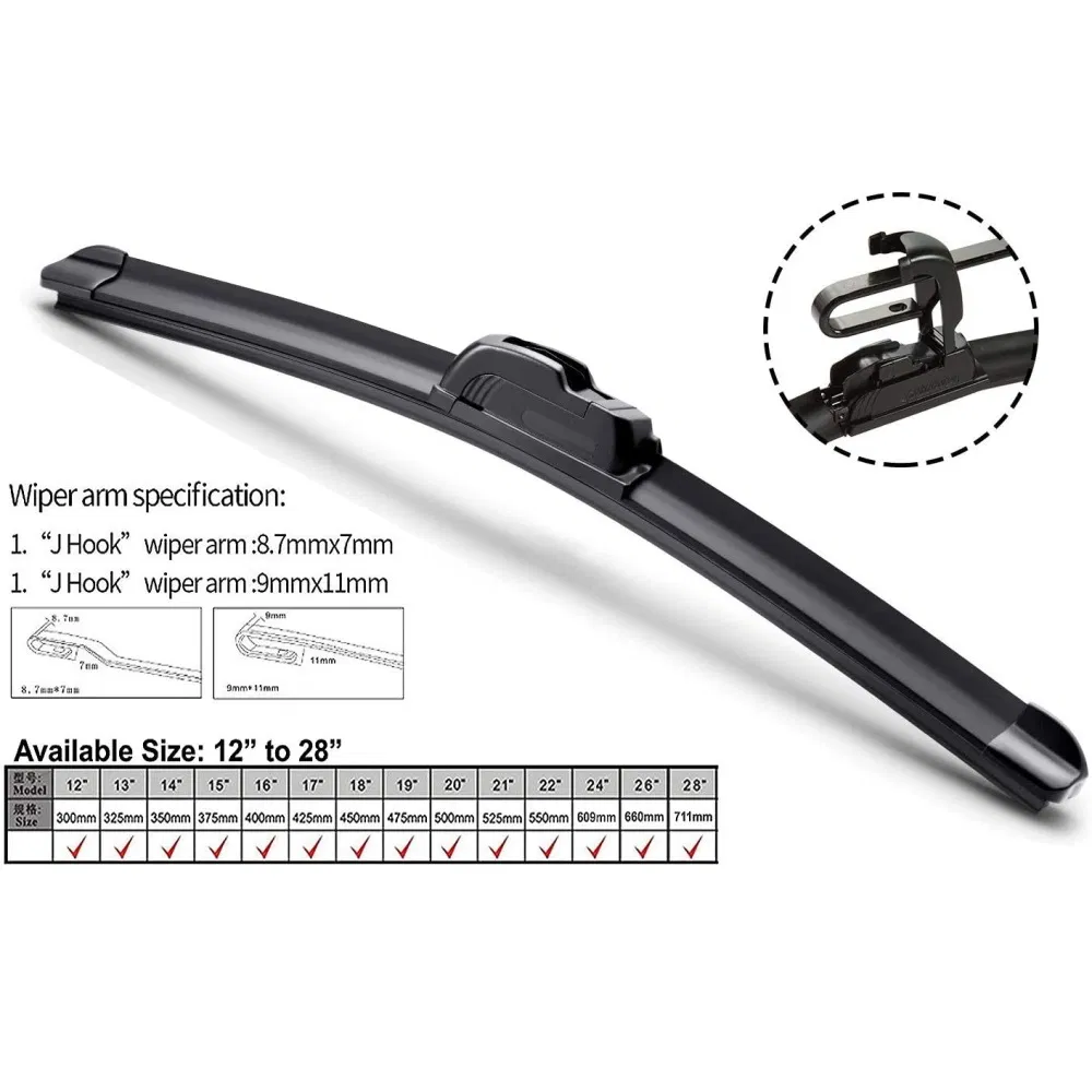 Universal U/J-Hook Windshield Wiper Blades
