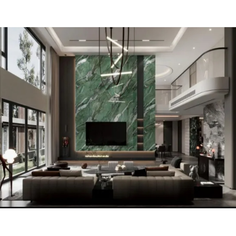 Italy Classical Emerald Green Marble Pradas Green Sintered Stone for Countertops and Background Wall Decor Coffee Table