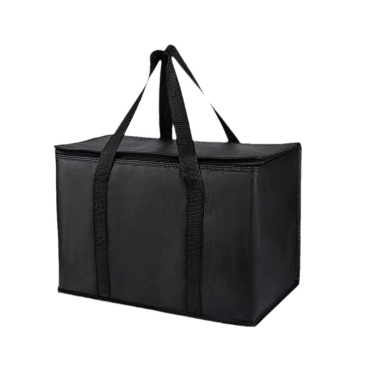 Insulated Grocery Shopping Bags Black Reusable Thermal Zippe Collapsible Tote Cooler Food Transport Hot and Cold Camping Recycled Material Delivery Groceries