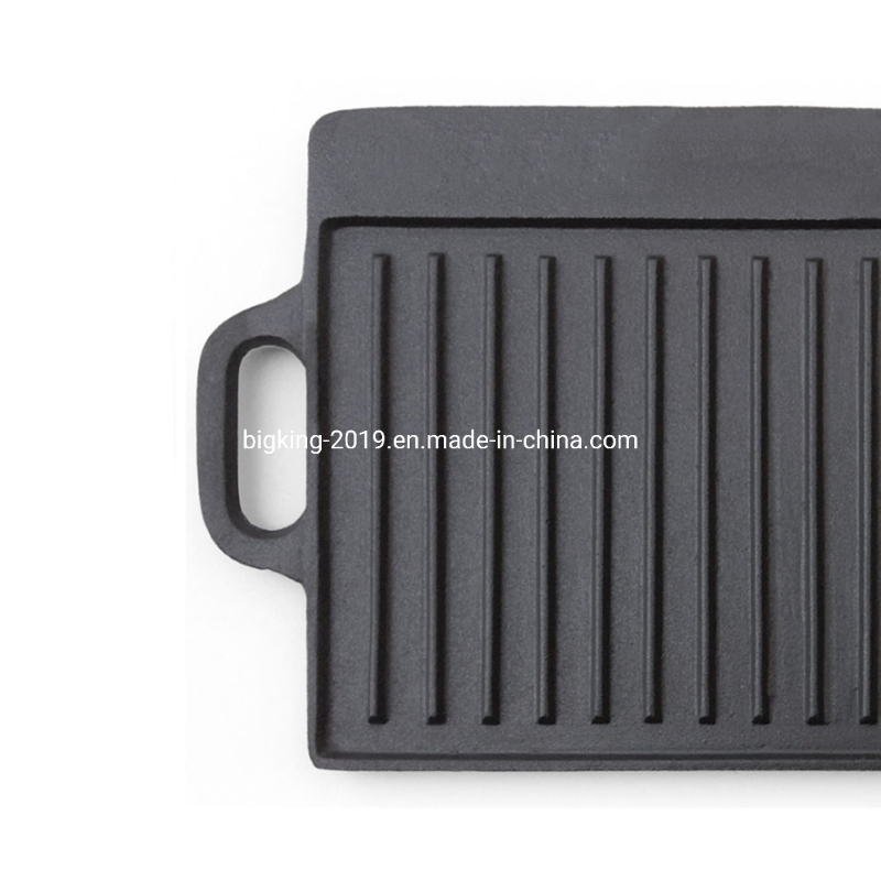 Cast Iron Griddle Plate Reversible Square Cast Iron Grill Pan for Single Burner Double Sided Used on Open Fire & in Oven Pre-Seasoned Versatile Baking CAS