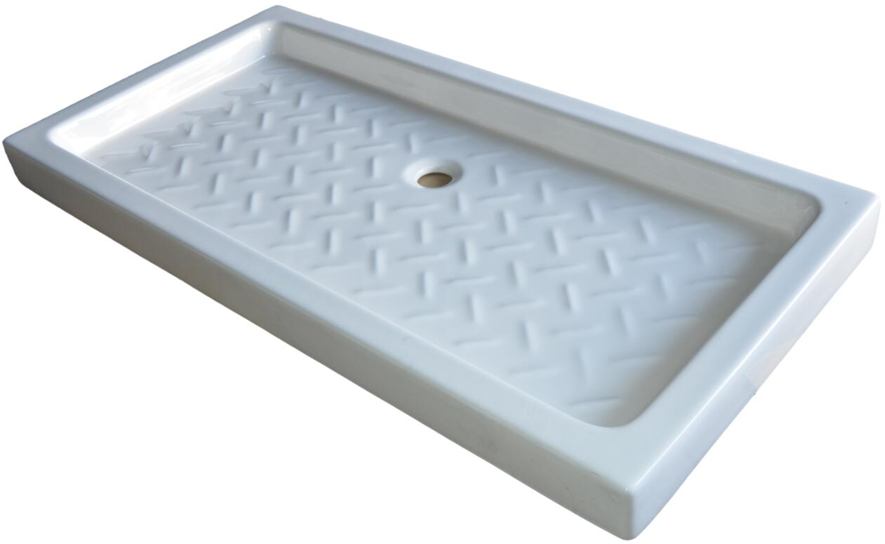 Ocst-7001400110 White Rectangle Ceramic Shower Tray in Size 700X1400X110mm