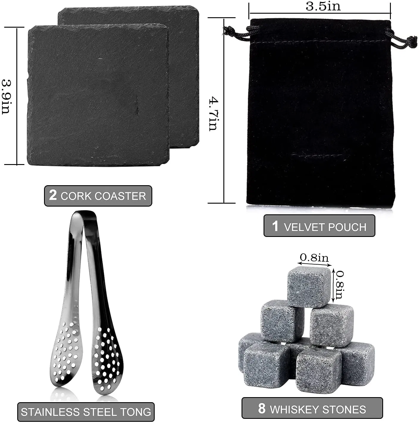 Custom Logo Twisted Whiskey Glass Hand Crafted Wine Glass Whiskey Stone Slate Coaster Wine Set