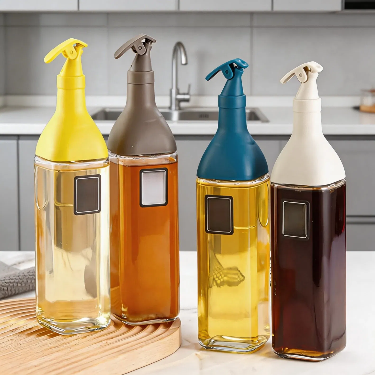 Oil Bottle in Various Colors with Non Drip Spout and Filter