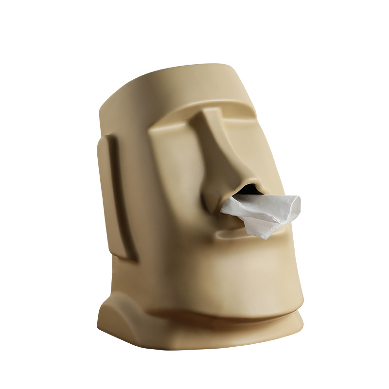 Creative Plaster Tissue Box Multi-Function Headset Holder with Built-in Spring Large Capacity