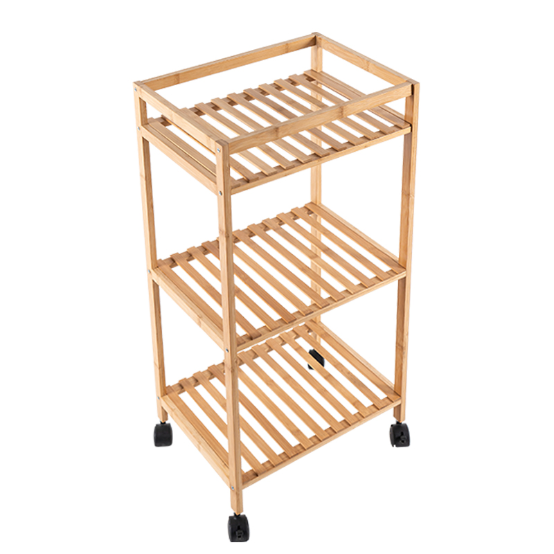 Bamboo Wholesale Environmental Protection Kitchen Bathroom Storage Trolley