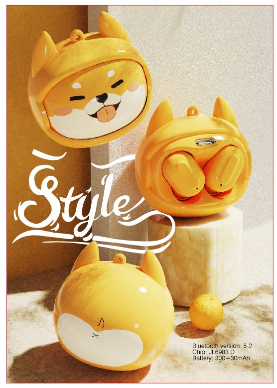 Face-Changing Tws Wireless Ecouteur Cartoon Earphone with Chain Long Lasting in-Ear Audifonos Bluetooth