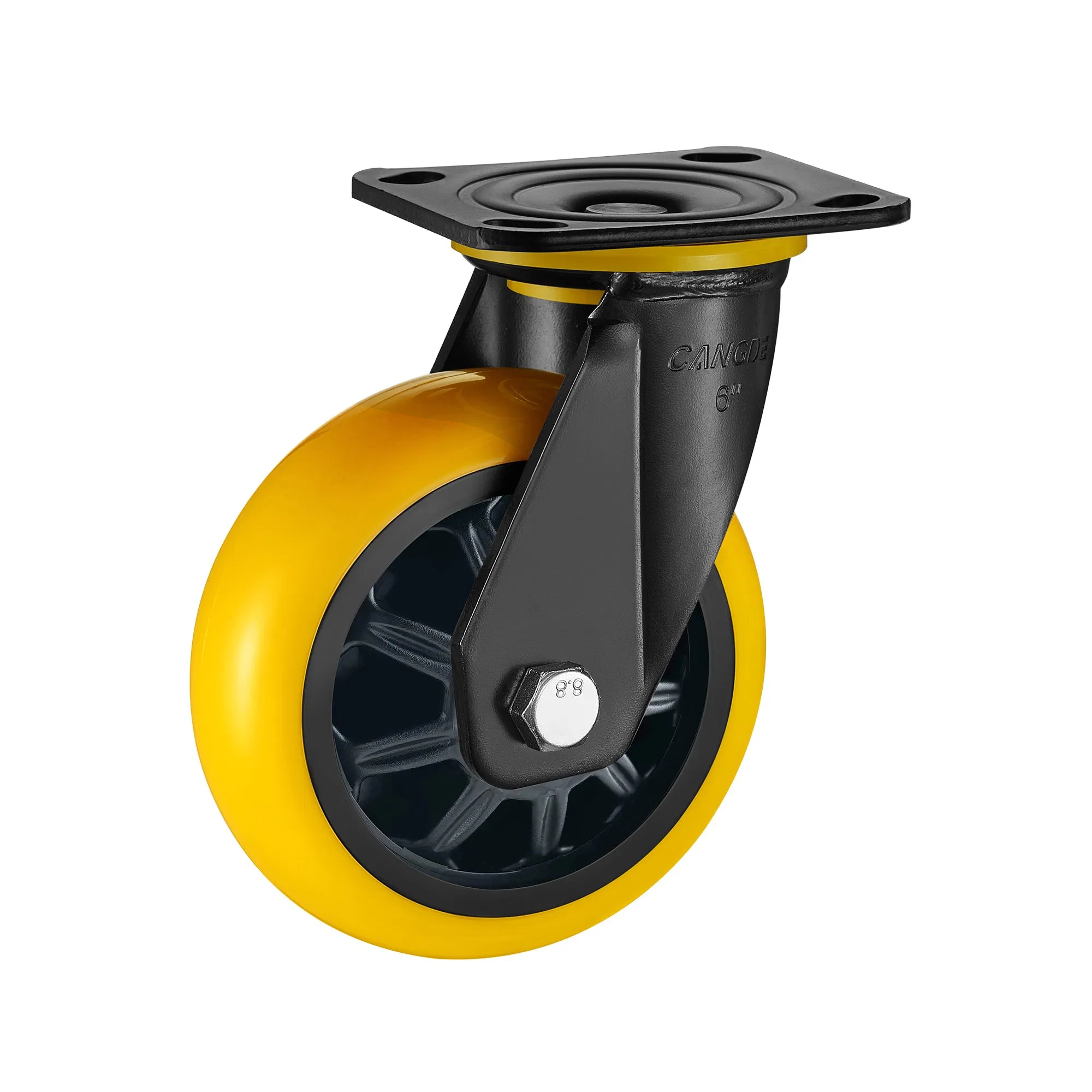 Yellow Polyurethane Casters Heavy Load Capacity 4", 5", 6", 8" Sizes