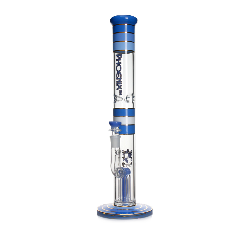 High Quality Phoenixstar Glass Wholesale 17.5 Inches Big Tall Heavy Straight Tube Hookah Herb Smoking Water Pipe with 8 Arm Tree Perc