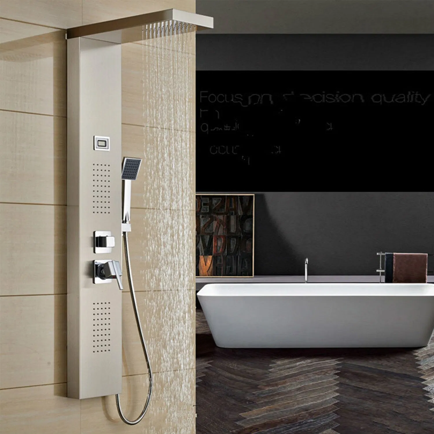 Temperature Display 304 Stainless Steel Massage Rainfall Shower Bathroom Shower Wall Panel