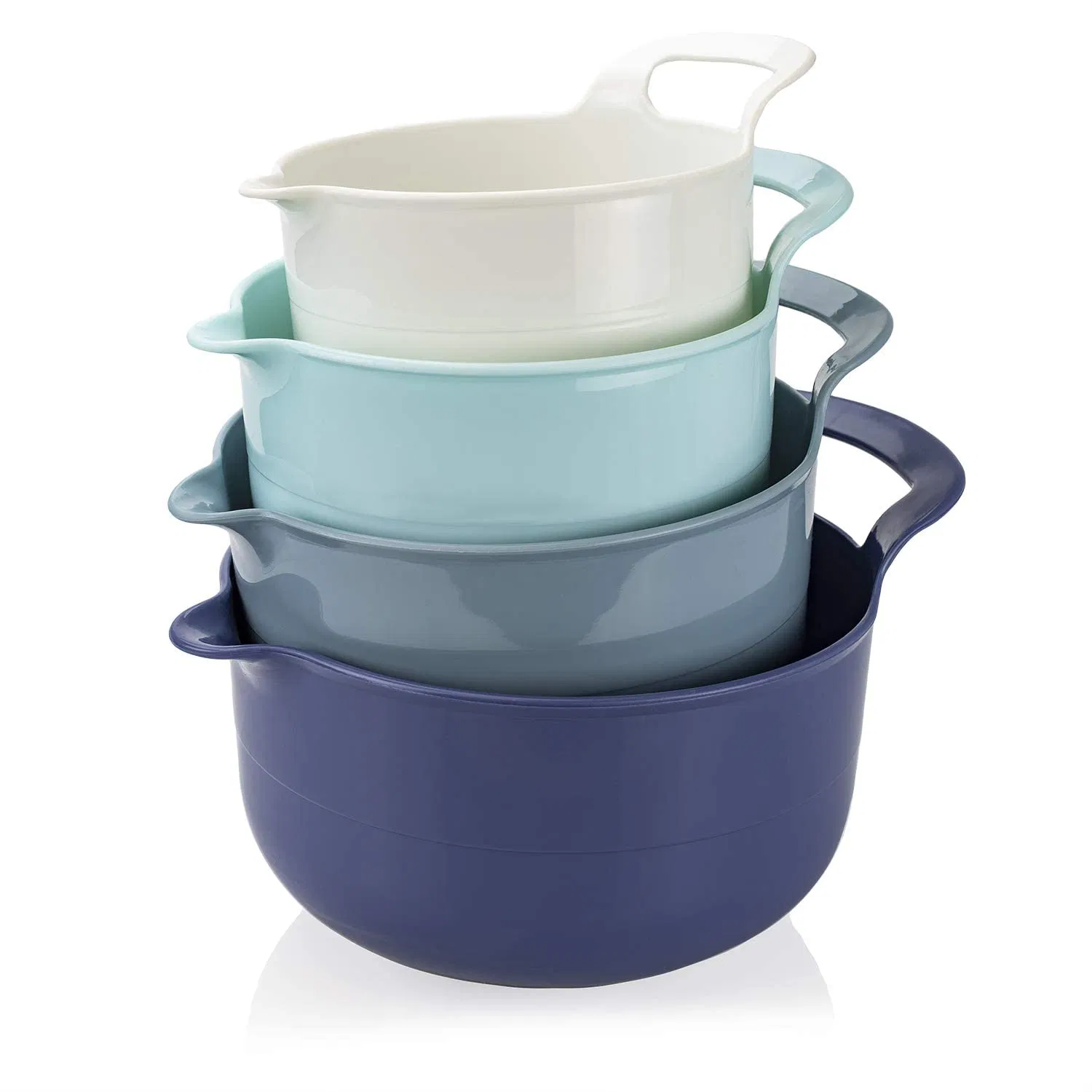 Multicolor 4PCS Mixing Bowls Nesting Plastic Set Pour Spouts Handles Bowl