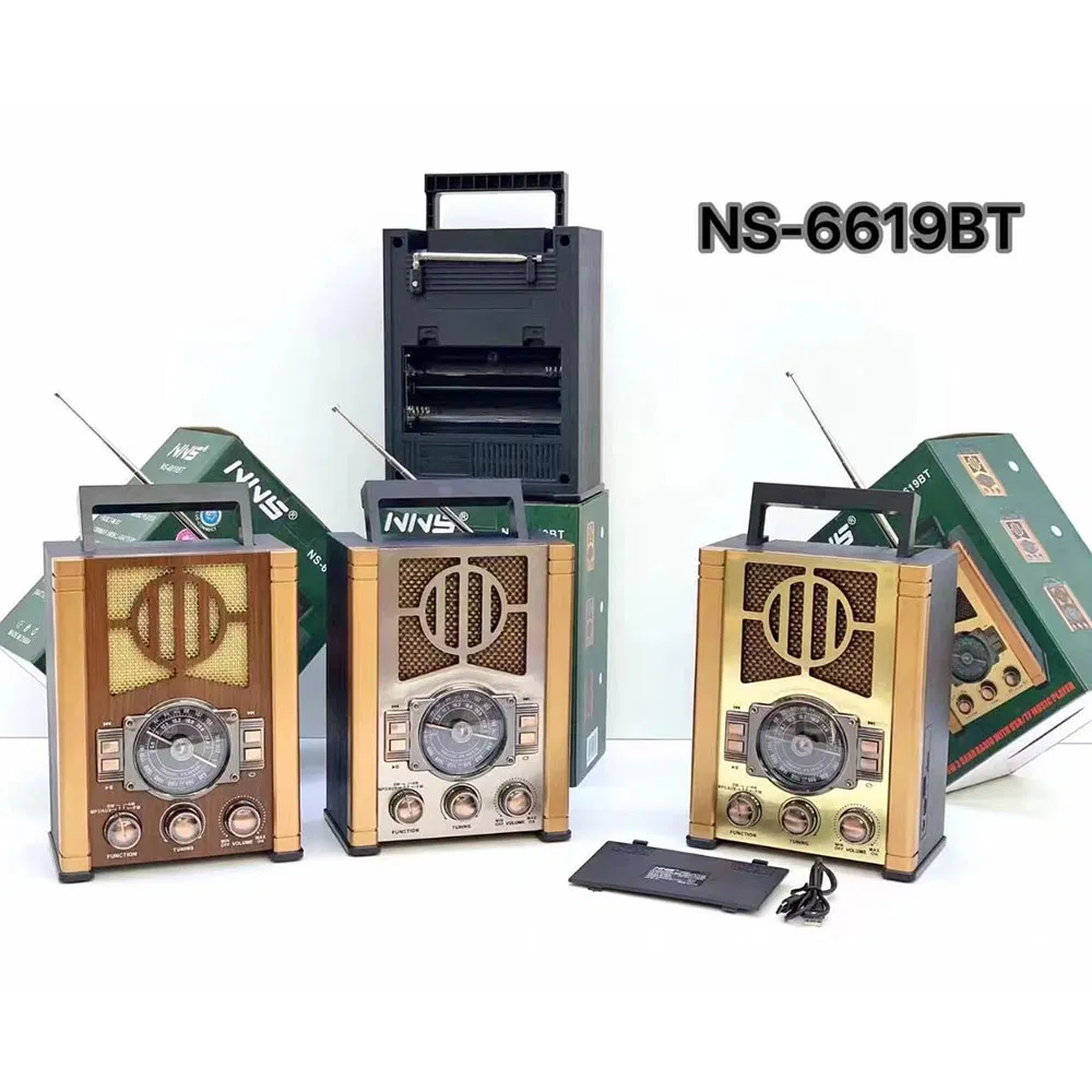 Ретро радио NS-6619BT с Bluetooth, деревянный корпус