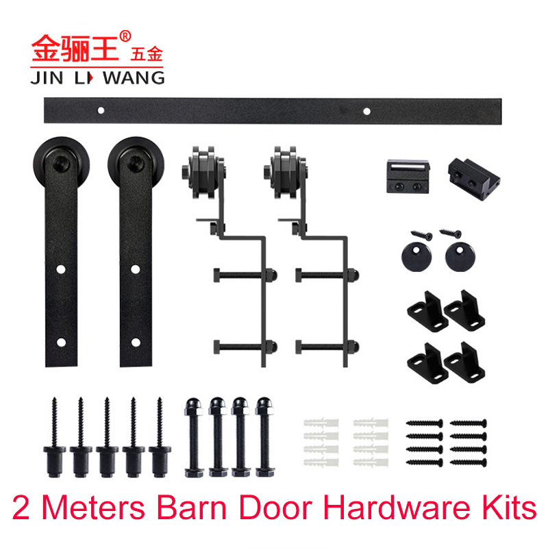 Barn Door Hardware Accessories Kits Black Nylon Wheel Carbon Steel Rail Hanging Roller