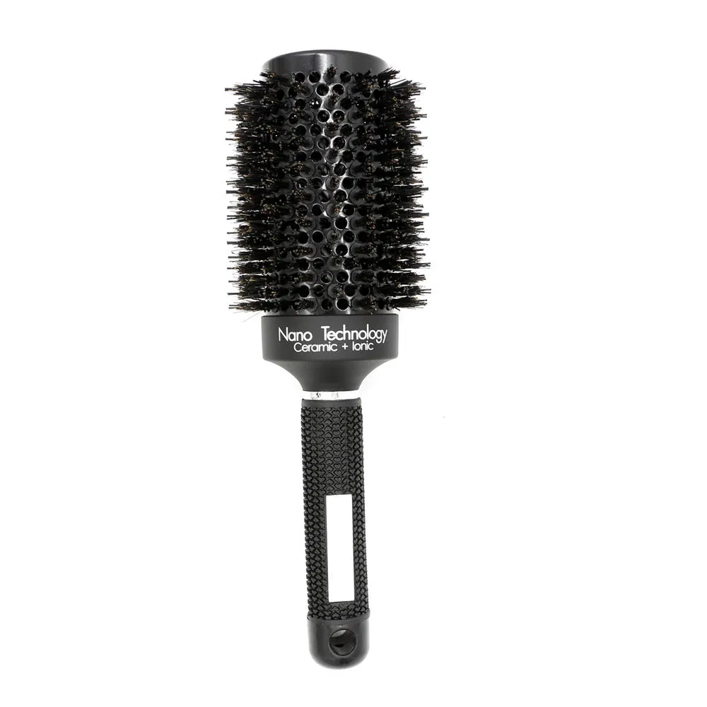 Black Round Hair Straightener Ceramic Brush Soft Bristle Roll Comb
