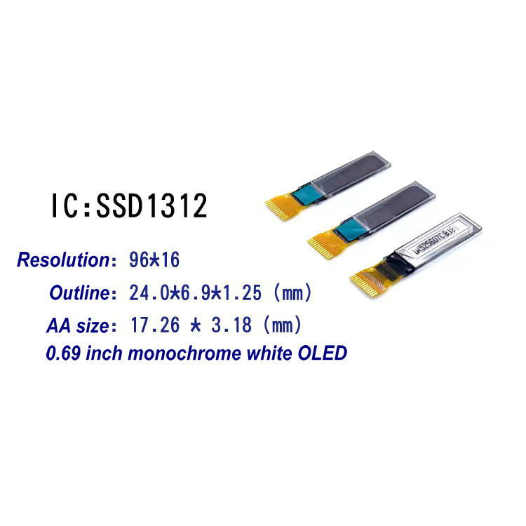 OLED-дисплей 0.69 дюйма 96x16 для умных браслетов
