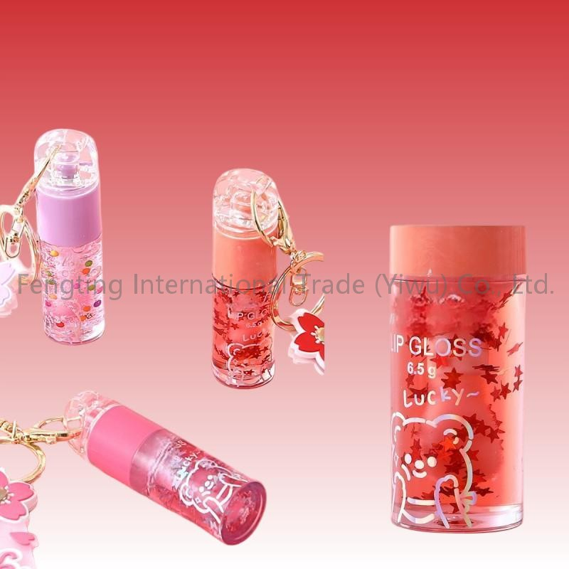 Wholesale Private Label Luxury Vegan Lip Gloss Key Chain Long Lasting Moisturizing Herbal Super Shimmer Glitter Lip Plumping Oil for Brazil Market