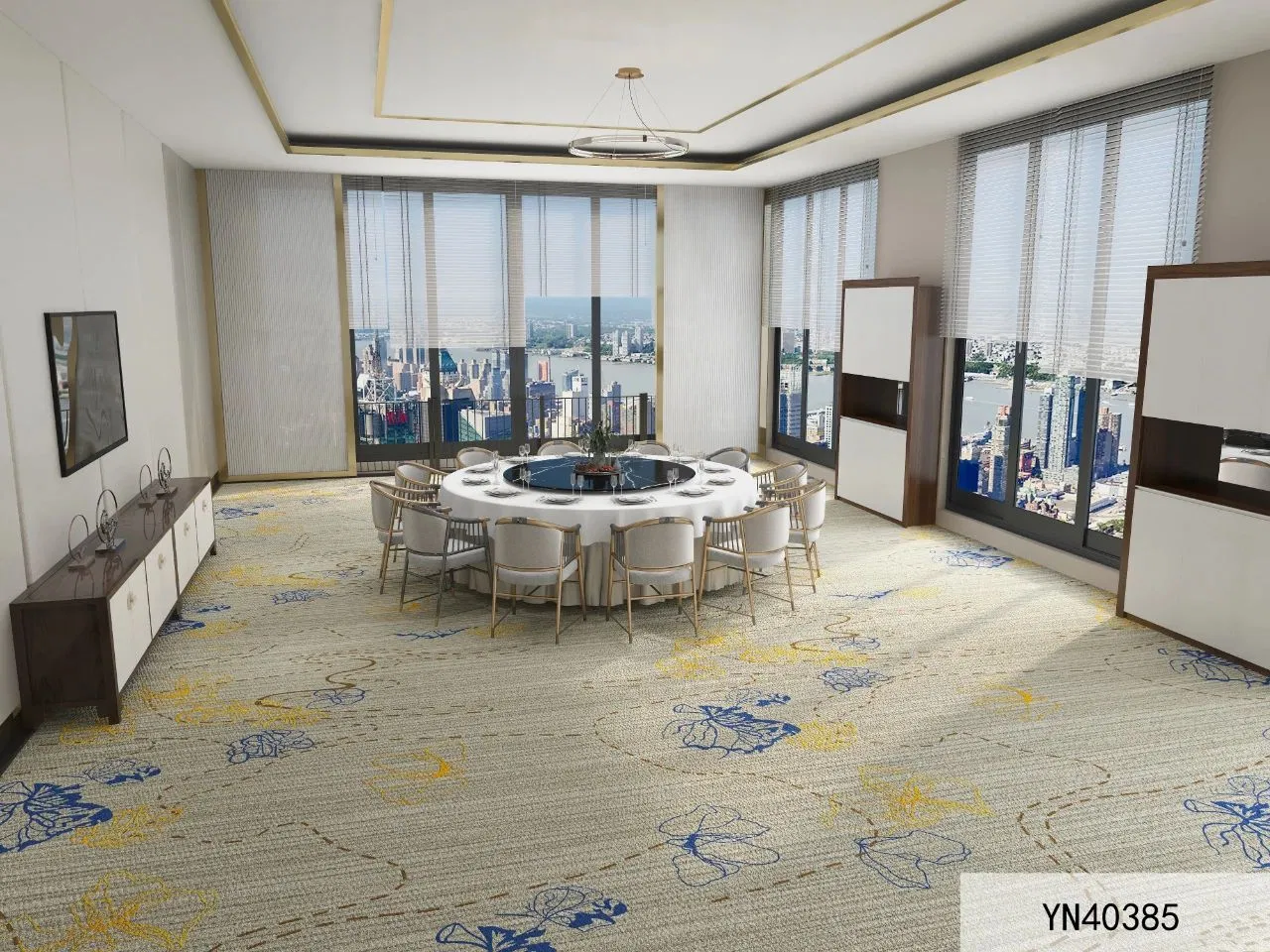 Custom Large Pattern Rug Mat Fire-Resistant Area Broadloom Axminster Wall to Wall Carpet for Commercial Hotel Household