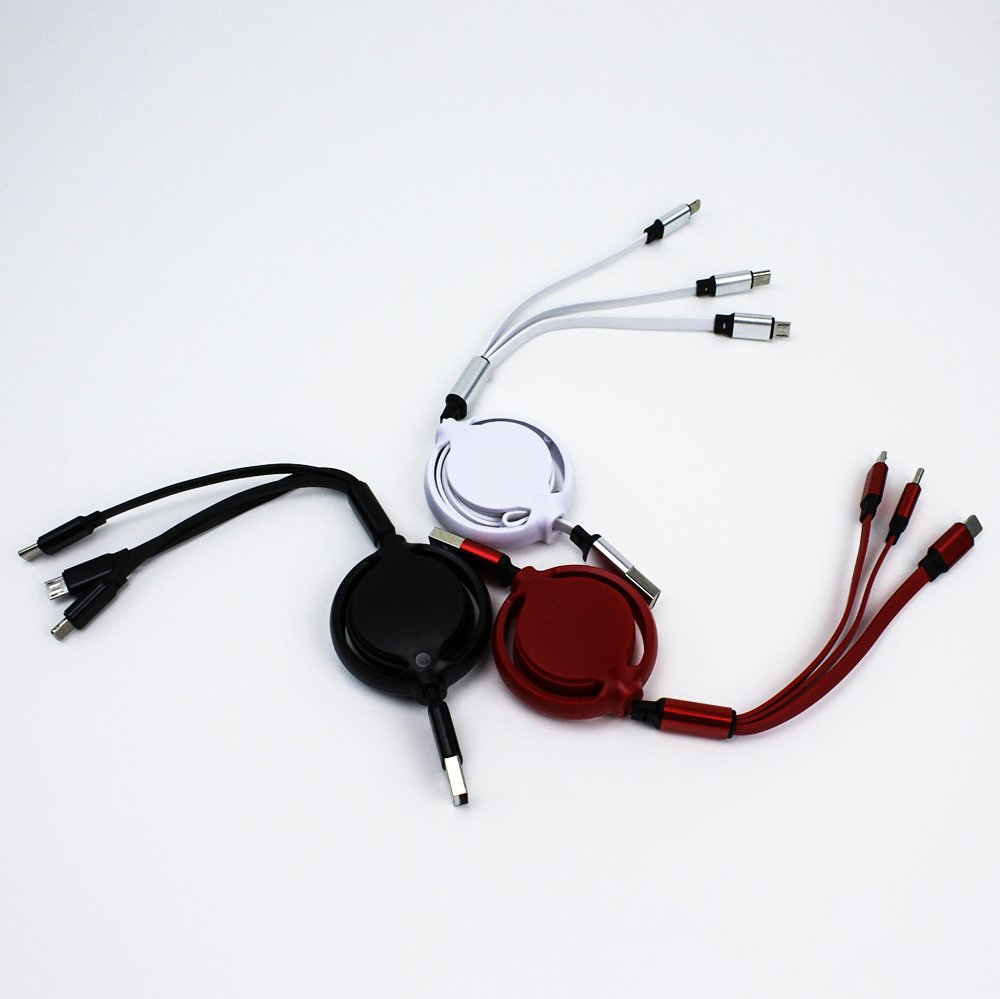 3 in 1 USB Charge USB Cable Retractable Charging Cable Disc Fast Charge Data Cable