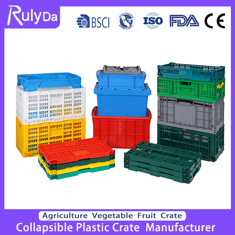 Transport Moving Logistic Mesh Stackable Nestable Fruit Vegetable Bottle Egg Foldable Agriculture Turnover Storage Collapsible Plastic Crate Manufacturer