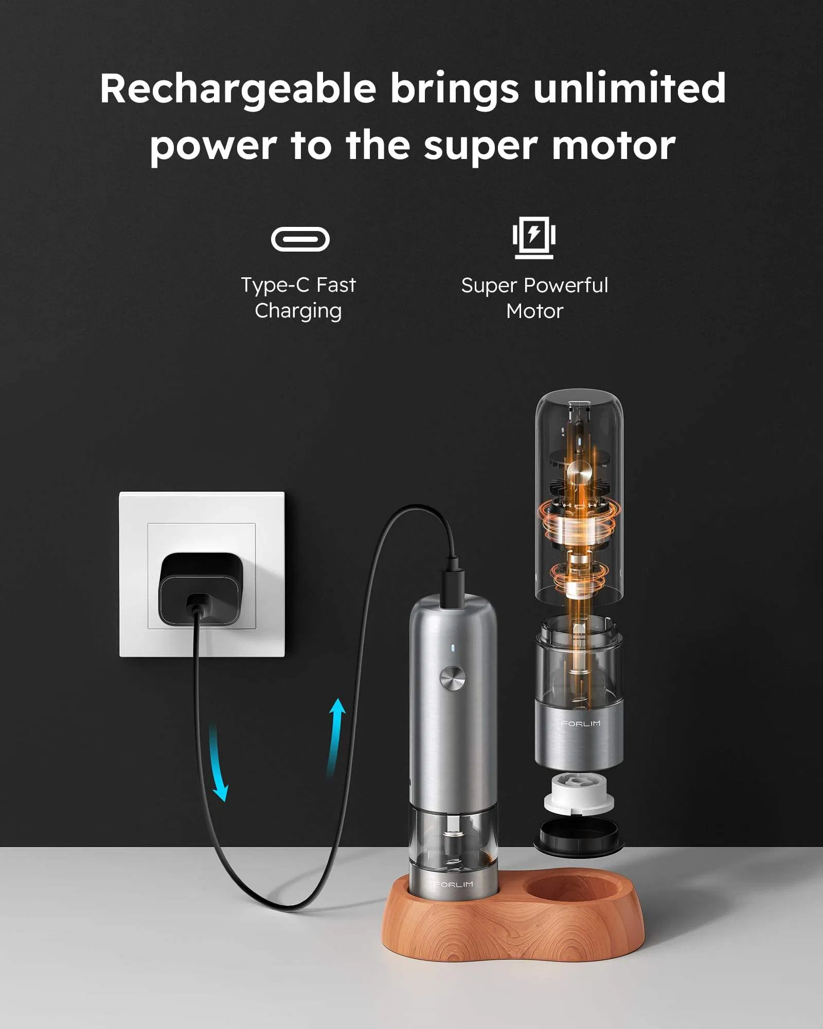 USB 2 in 1 Adjustable Electric Salt Pepper Grinder Pepper Mill Herb Spices Grinder