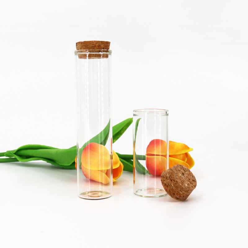 Пищевая стеклянная пробирка с плоским дном и пробкой