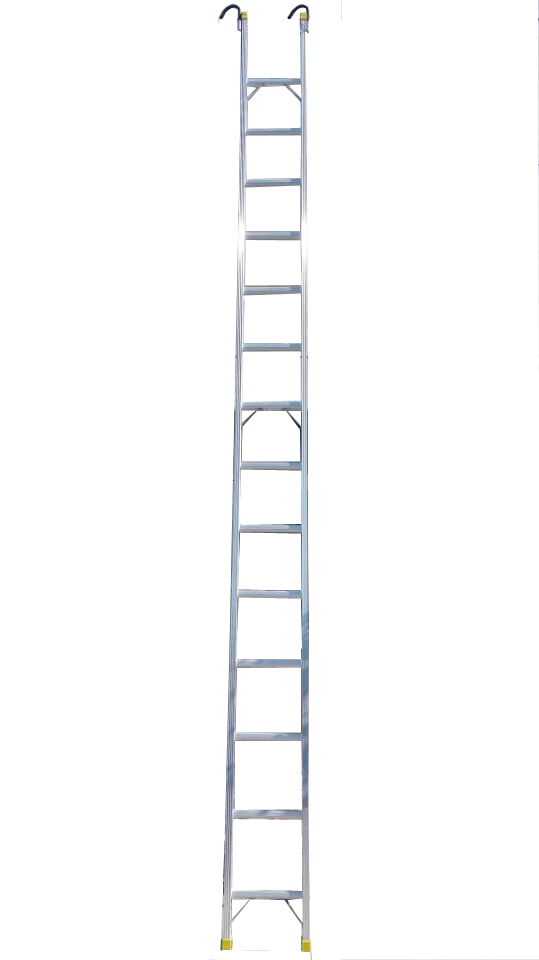 5m Aluminum Alloy Grooved Rails Straight Ladder with Cable Hooks
