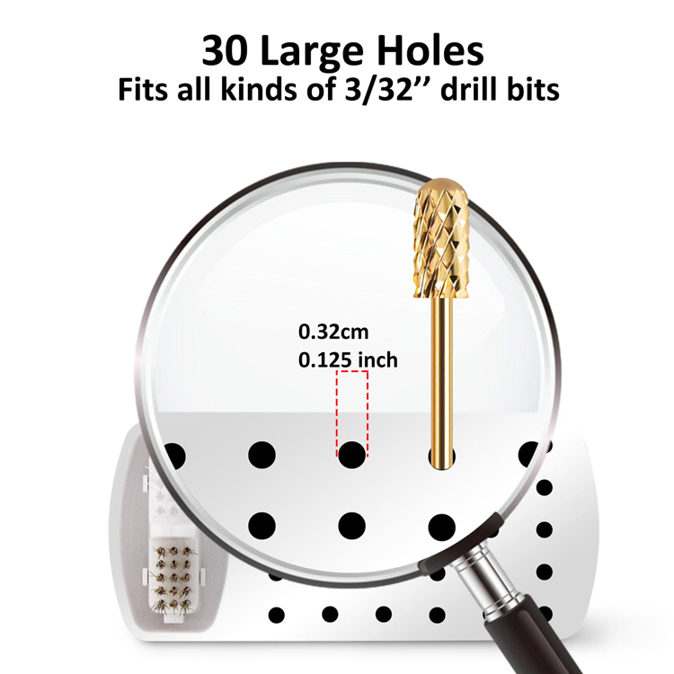 Professional 30 Slots Empty Nail Drill Bit Holder Display Box for Nails Art Manicure
