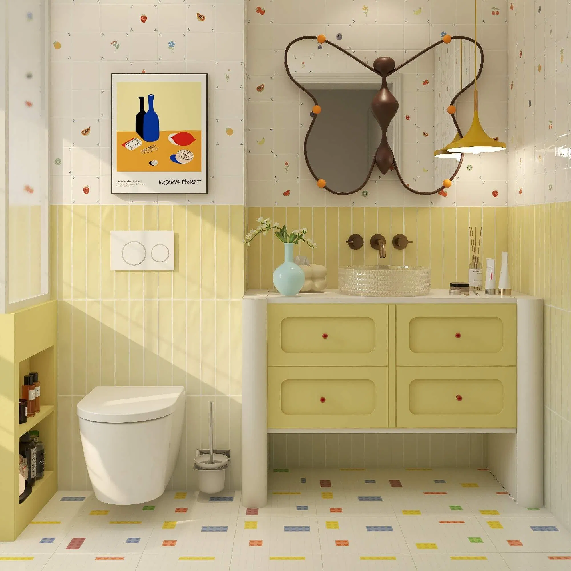 Керамическая плитка 600x1200 мм с фруктовым принтом, глянцевая