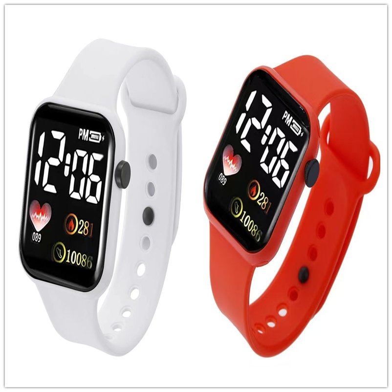 Fashion LED Digital Watch for Men and Women; Couple's Watch with Heart-Shaped Square Electronic Display.