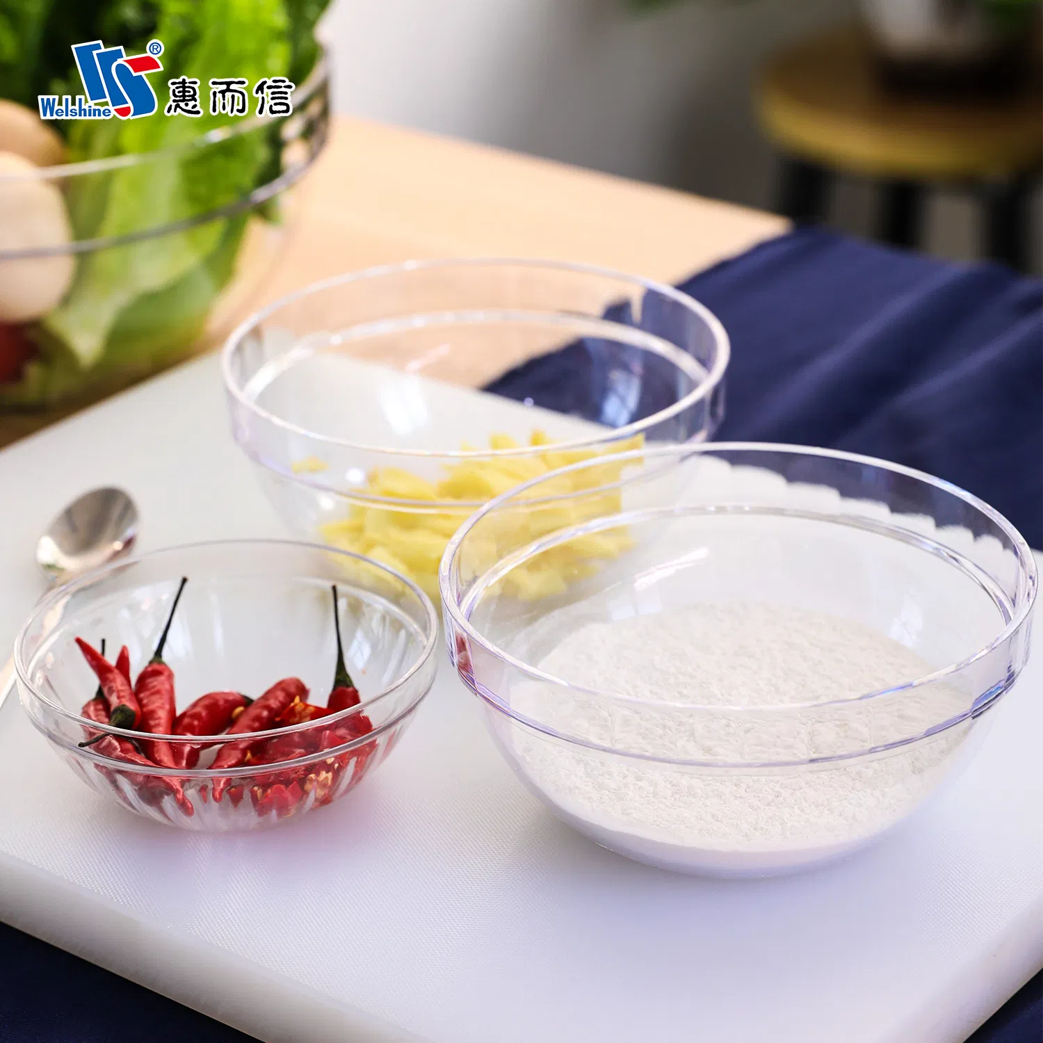 Restaurant Buffet Serving Clear Round Plastic PC Mixing Salad Bowl