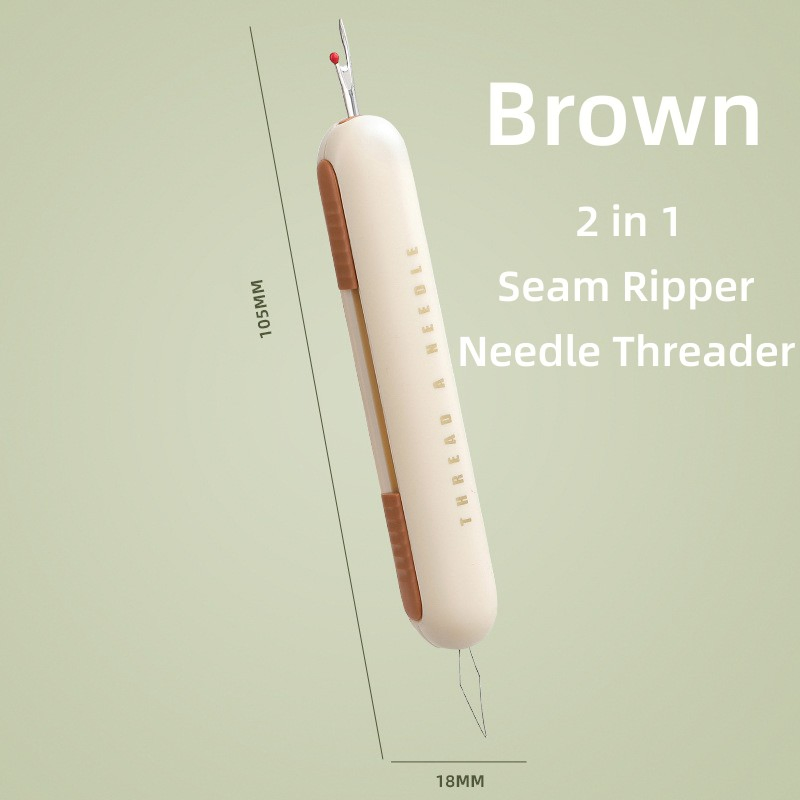 Seam Ripper, 2-in-1 Threader for Sewing, Threading and Unthreading Seam Ripper, Multifunctional Sewing Tool Needle Threader-Grey