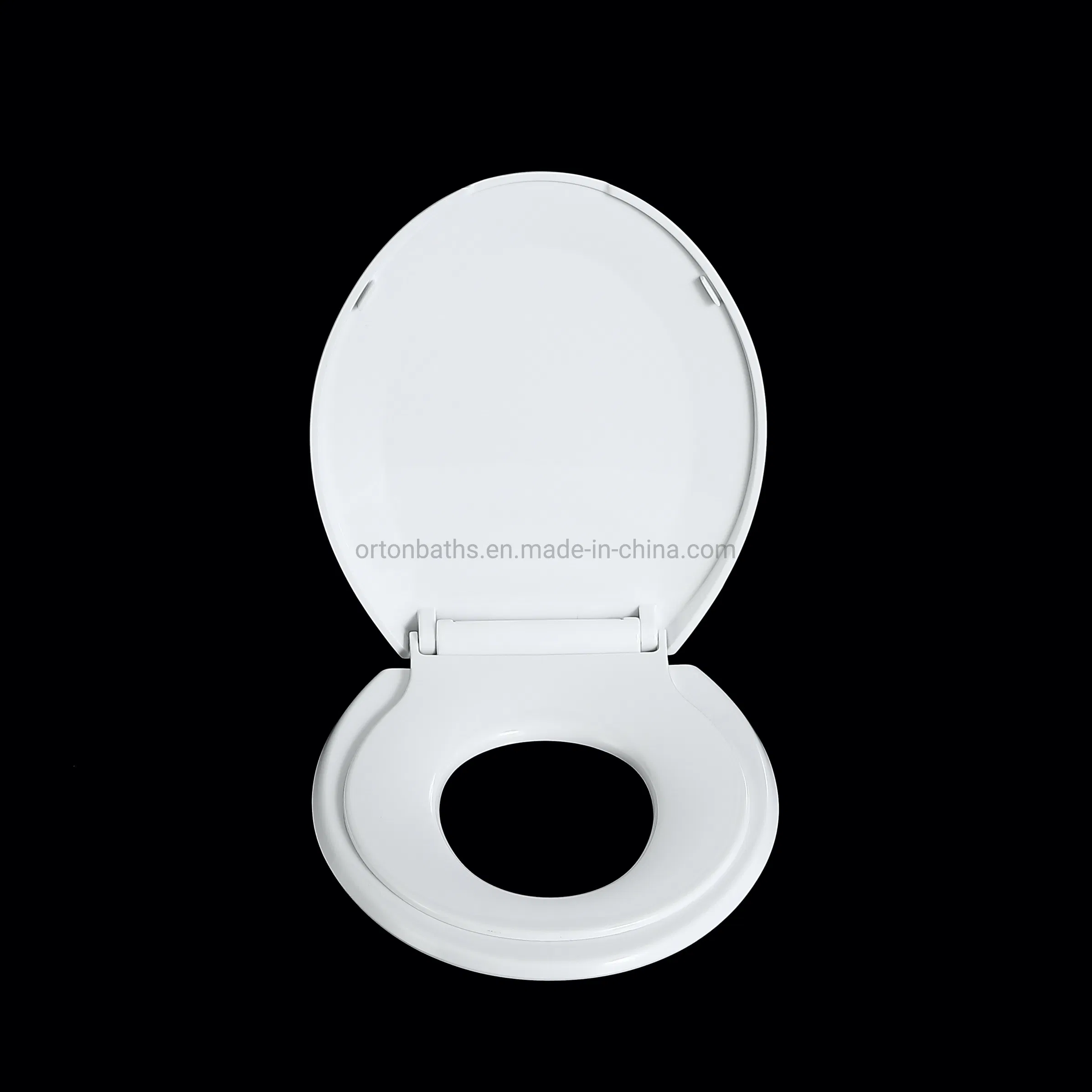 Ortonbath China Sanitary Ware Hinged Glossy Sustainable Recycled Wood Environment Friendly MDF Toilet Bowl Seat Cover for Both Adult and Children Kids