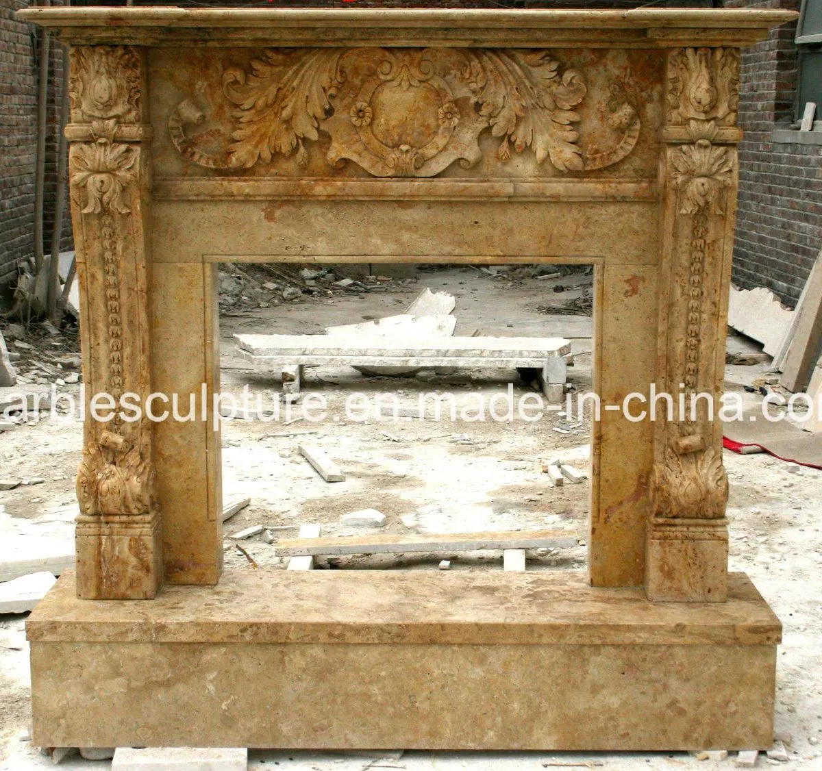 Popular Antique Travertine Stone Marble Fireplace (SY-MF410)
