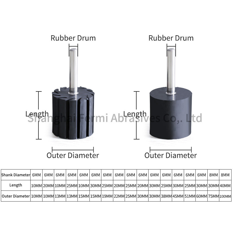 Резиновые оправки для абразивных лент, вал 6 мм