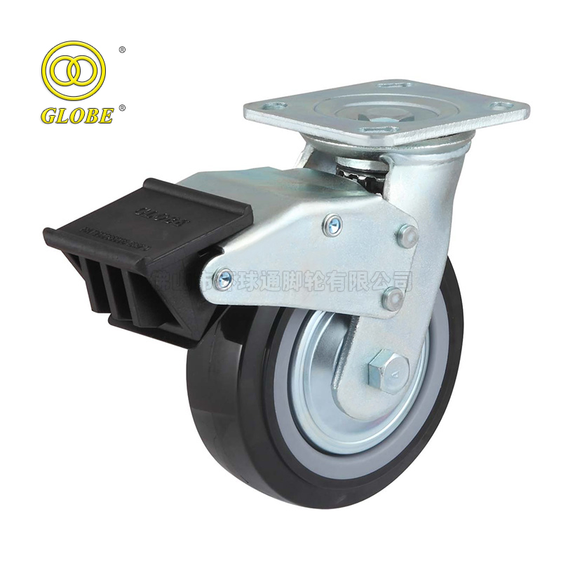 Shock Proof Absorbing Swivel Type Aluminium Core Rubber Caster Spring Loaded Casters