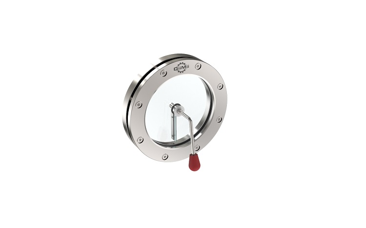 Qiimii Stainless Steel Hygienic Sanitary Flange Sight Glass with LED Light and Brush