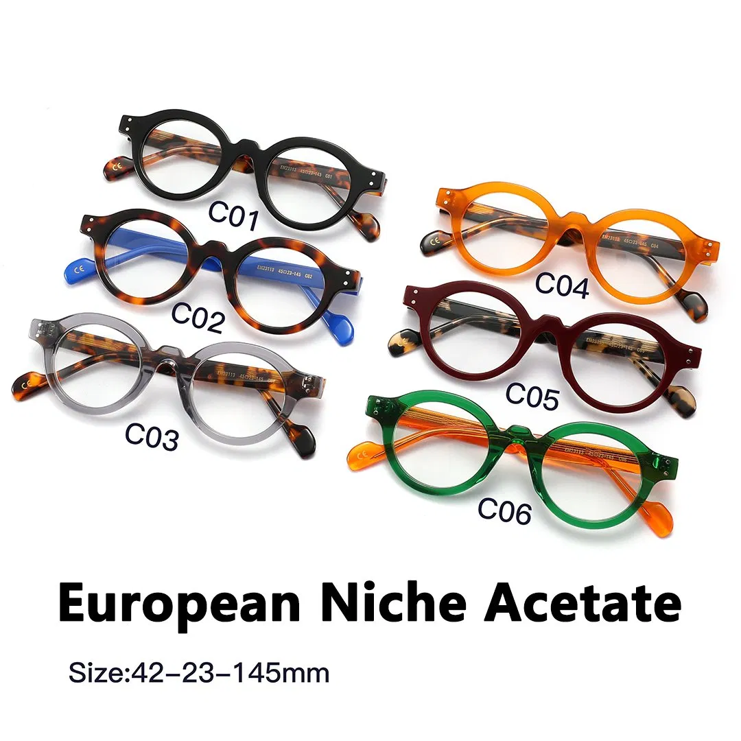 Bulk Factory Direct Sales Lente Designer Acetate Lentes Round Eyewear Frame Glasses