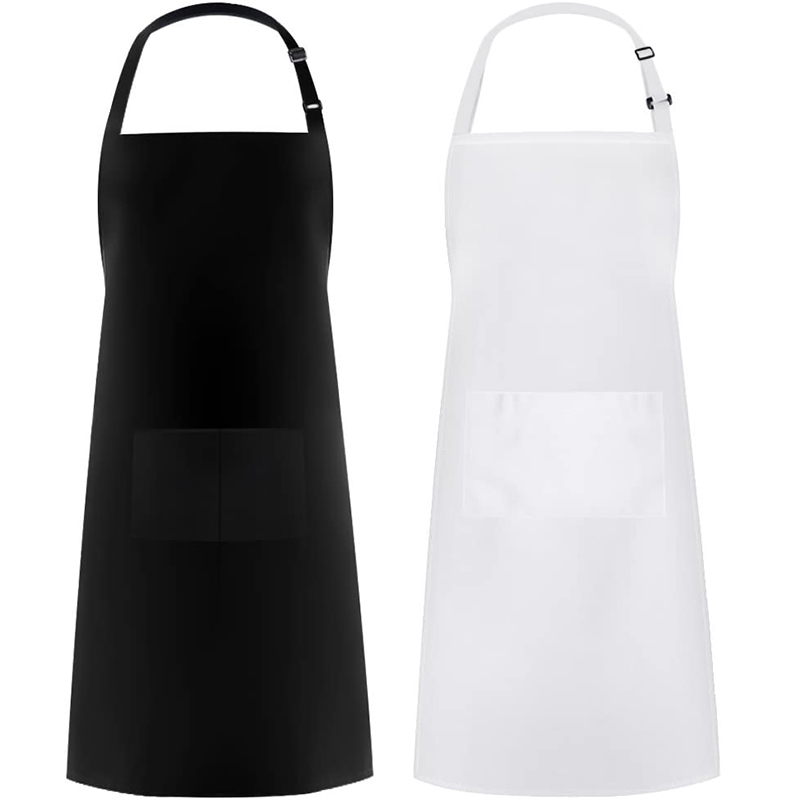 Adjustable Bib Apron Thicker Waterdrop Resistant with 2 Pockets Cooking Kitchen Aprons for Chef