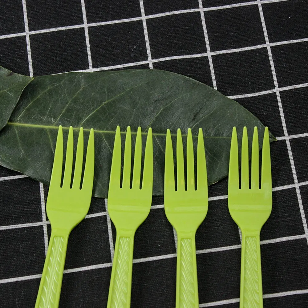 Disposable Plastic Cutlery 175mm Length PS Plastic Fork Custom Green for Restaurant