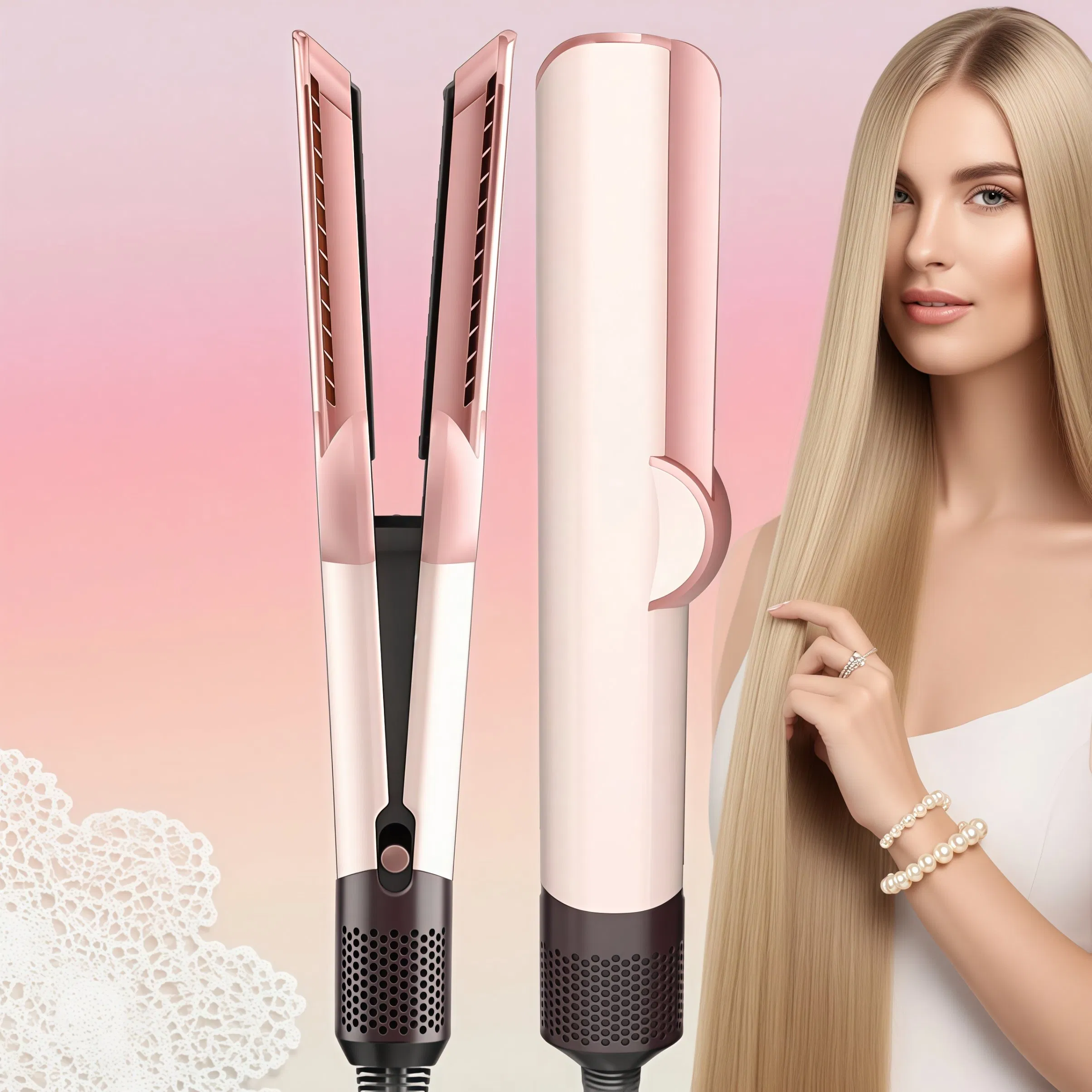 Portable Hair Straightening Comb Hair Dryer 2-in-1 Professional Salon Hair Straightening Splint