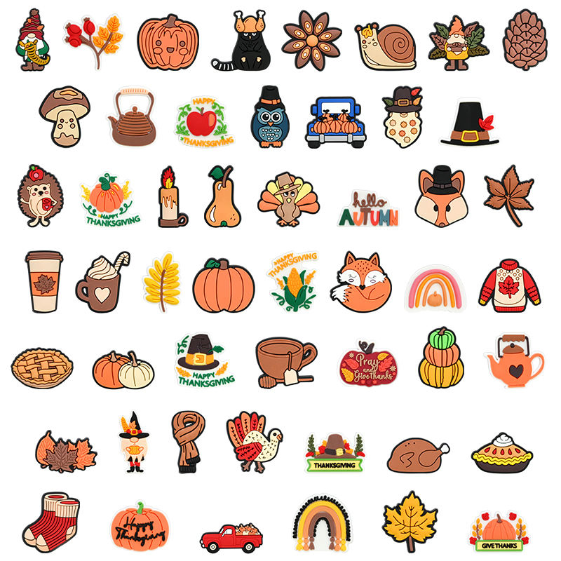 Eco-Friendly Fall Harvest Silicone Straw Toppers for Drinks