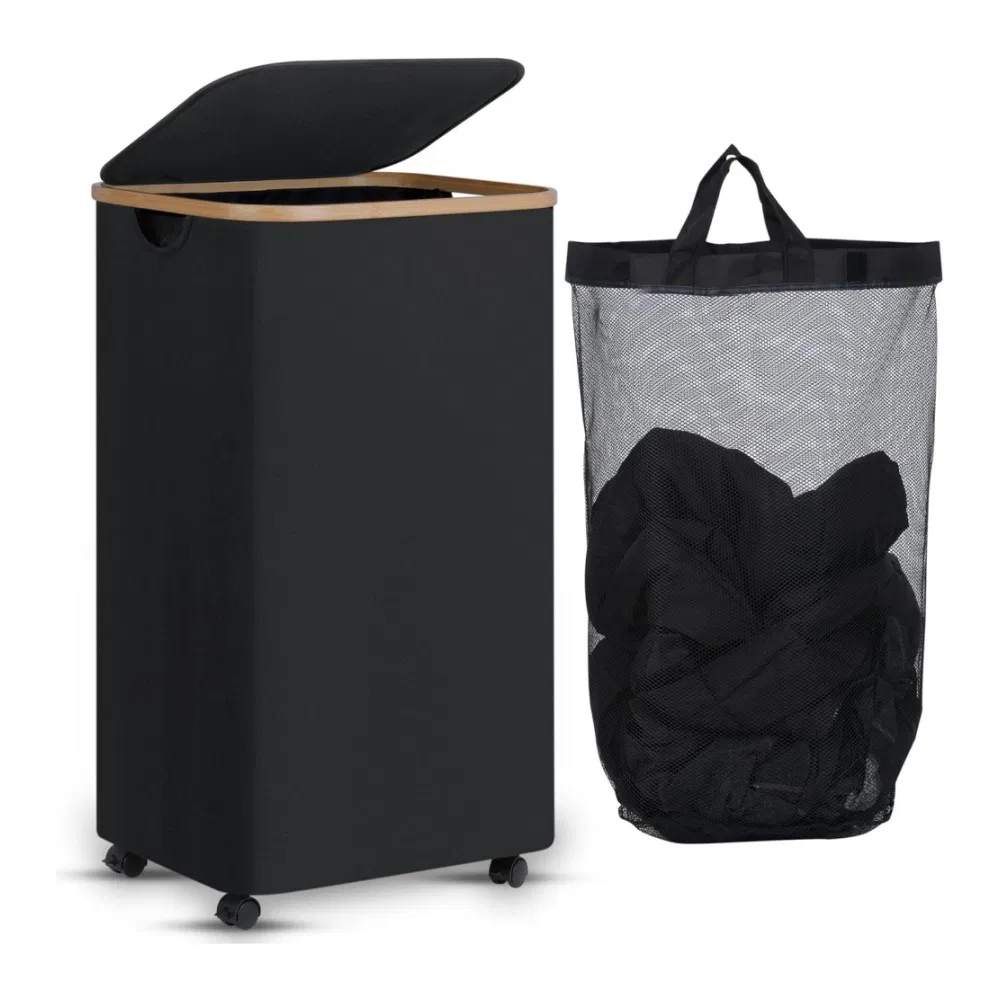 Dirty Clothes Basket, Dirty Clothes Basket with Wheels, Can Store Clothes and Toys, Foldable Clothes Storage Basket