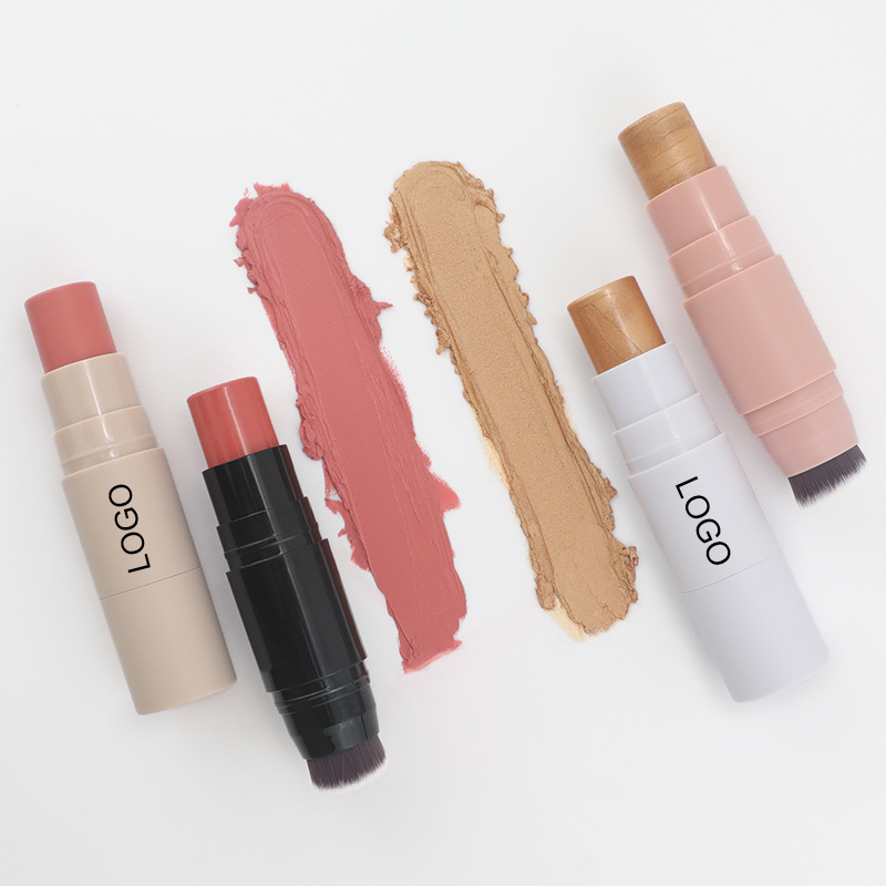 Private Label Waterproof Duo End Creamy Blush Stick Blusher with Brush